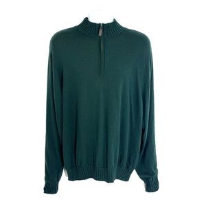 Martin Mens XL 100% Merino Wool 1/4 Zip Sweater Jacket Fully Lined Dark Green